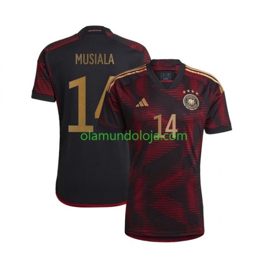 Camisola Alemanha Musiala 14 Homem Equipamento Segundo Copa do Mundo 2022 Manga Curta